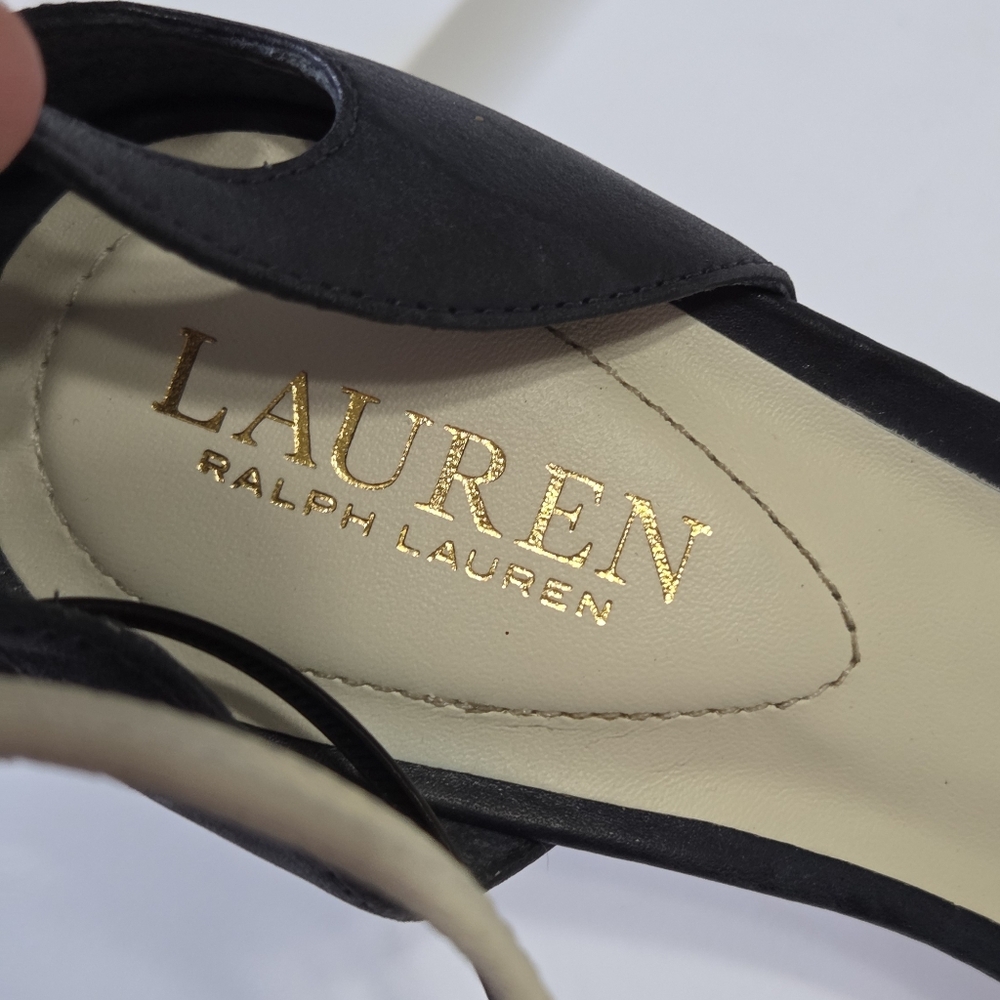​Lauren Ralph Lauren Tricolor Leather Heeled Sandals Size 8 Preppy Quiet Luxury - Picture 4 of 10